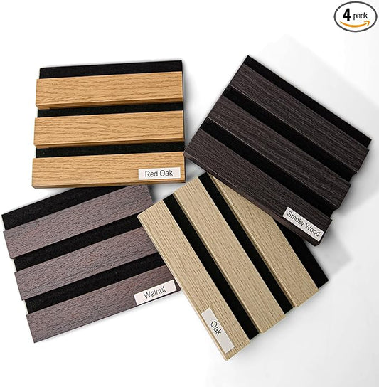 Art3dwallpanels Wood Slat Wall Panel, 108'' x 13'' Wood Panels for Wall 2 Pack 3D Soundproof Wall Panels, Large Acoustic Panels for Interior Ceiling and Wall Decor Noise Reduction, 4 Pack, Sample