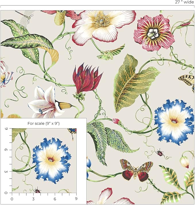 NextWall Summer Garden Floral Peel and Stick Wallpaper (Raspberry & Chartreuse)
