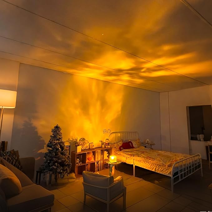 Ocean Wave Projector Light, 16-Color Luminorthe Cube Lamp & App Remote, 3D Holographic Water Ripple Romantic Ambient Lighting for Child's Room, Meditation Relaxation, Night Light