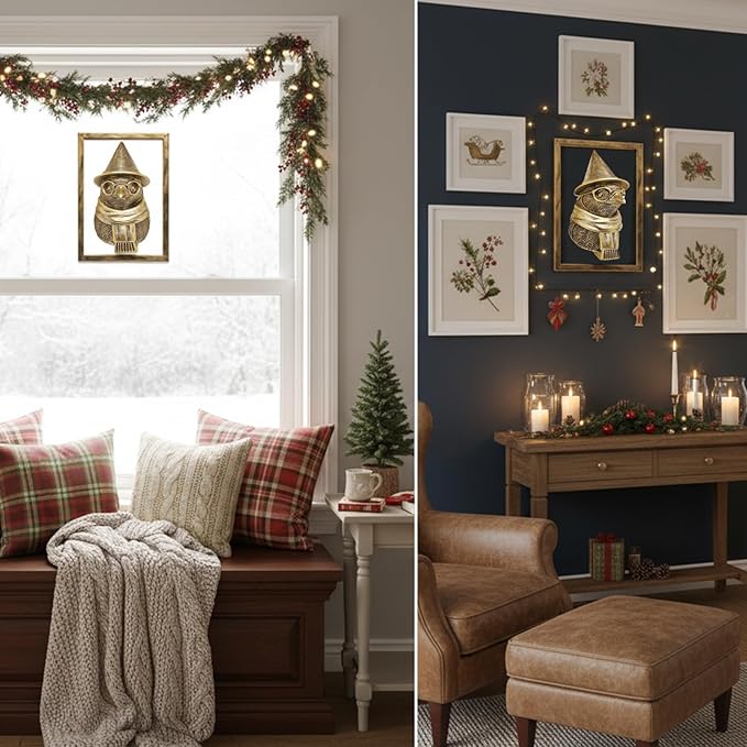 Newinhome Animal Heads Wall Decor (Includes Metal Frame) Resin Animals Sculptures Head Wall Hanging Decoration Gold vintage Wall Sculpture for Living Room Bedroom Office (Penguin)