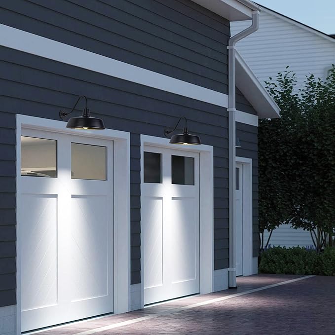 Outdoor Gooseneck Barn Light - Exterior Fixture Sconce Wall Light for Farmhouse, Dusk to Dawn Sensor Front Door Porch Garage Patio Lighting (15 inch（2 PCS）)