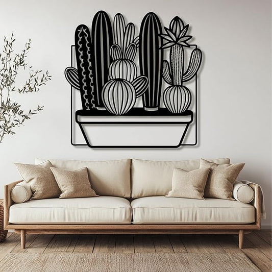 Metal Cactus Wall Decor,Southwestern Wall Art Metal,Metal Desert Wall Art,Metal Cactus Outdoor Decor,Natural Themed Home Decor,Metal Cactus Yard Art (Style 5, 31 L" x 31 W" / 80 x 80 cm)