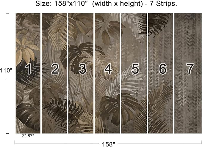 Cliouar-Turtle Backed Bamboo Plantain Leaf Plant Wall Mural Wallpaper for Bedroom Living Room 158" x 110" (Not Self Adhesive)