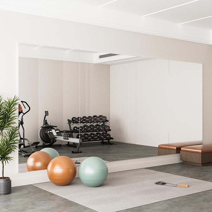 brisafe 2PCS 75" X 47" Gym Mirror - Full Length Wall Mirror for Gyms, Dance Studios, Home and Yoga - Easy Installation, Ultra Light Shatterproof Nano Miorror Reduces 60% Commercial Insurance Costs