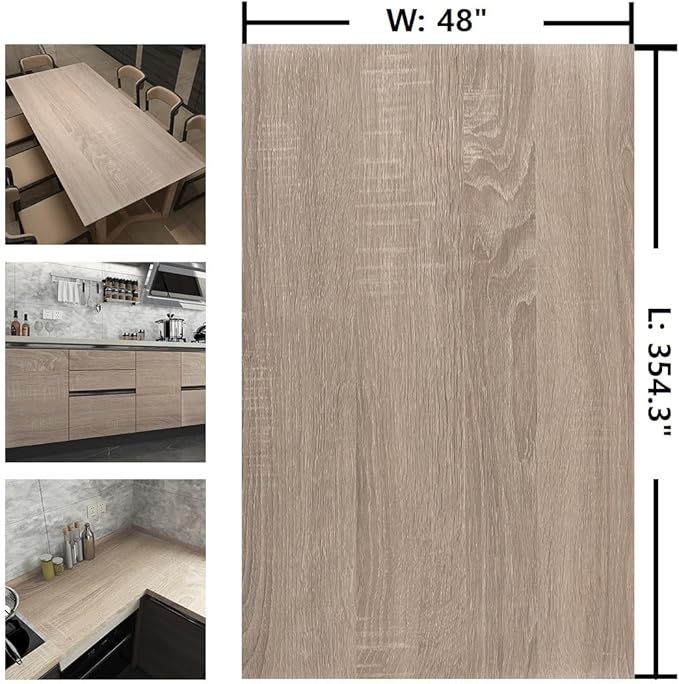 Large Size Wood Contact Paper 48"x354" Light Oak Wood Wallpaper Peel and Stick Faux Wood Contact Paper for Countertops Appliances Furnitrue Self Adhesive Waterproof Removable Wood Vinyl Wrap