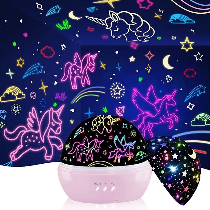 MINGKIDS Christmas Stocking Stuffers for Toddler Girls,Unicorn Gifts Age 6-8,Unicorns and Starry Night Light Projector for Kids, Birthday Gift for 3-10 Year Olds Girls