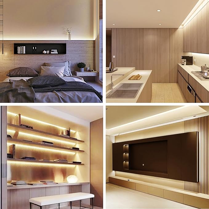 50FT COB LED Strip Lights DC 24V Dimmable 3000K Warm White Flexible LED Tape Light for Bedroom, with Remote and app Control LED Tape Lights CRI90+,for DIY Home Decoration