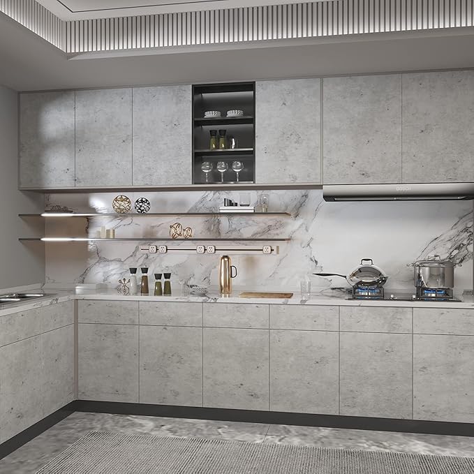 16"×1181" 3D Extra Thick Large Size Light Grey Concrete Wallpaper Peel and Stick Industrial Gray Concrete Contact Paper Vinyl Matte Textured Faux Cement Wall Sticker for Bedroom Bathroom Walls