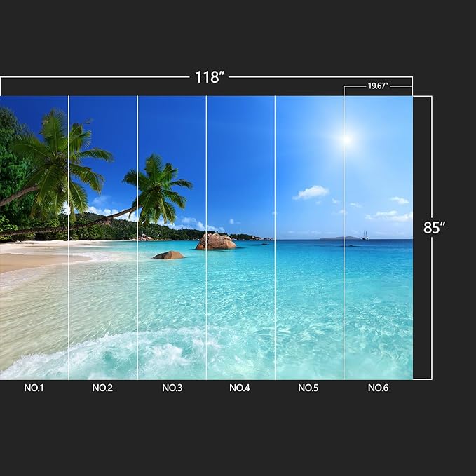 Beach Wall murals Peel and Stick Wallpaper for Bedroom Living Room - 85"x118"