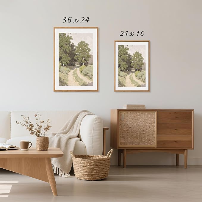 CHDITB Rustic Landscape Framed Canvas Wall Art Set, Nature Inspired Wall Decor, Countryside Path Artwork Spiritual Painting, Vintage Art Prints for Living Room, Bedroom, Office 24"x36"x3