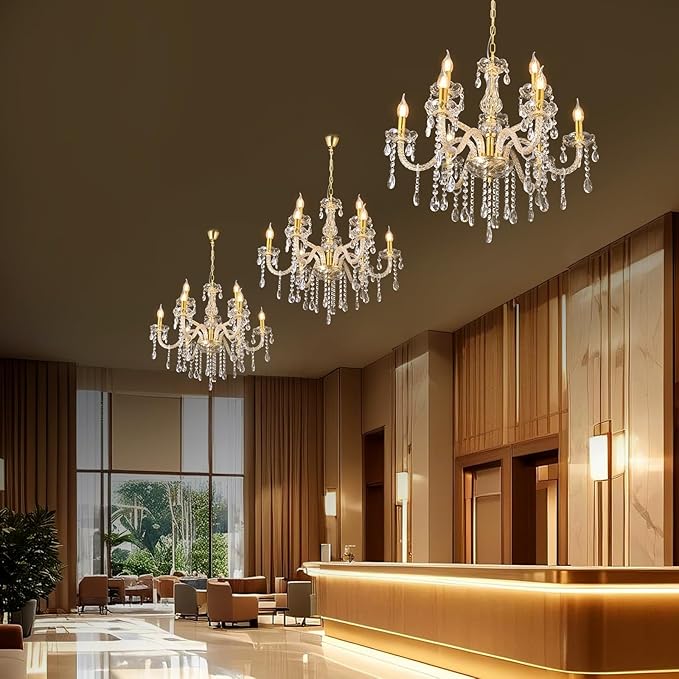 MALOSA Large Gold Crystal Chandeliers for Bedroom,Living Room,Dining Room 9 Lights