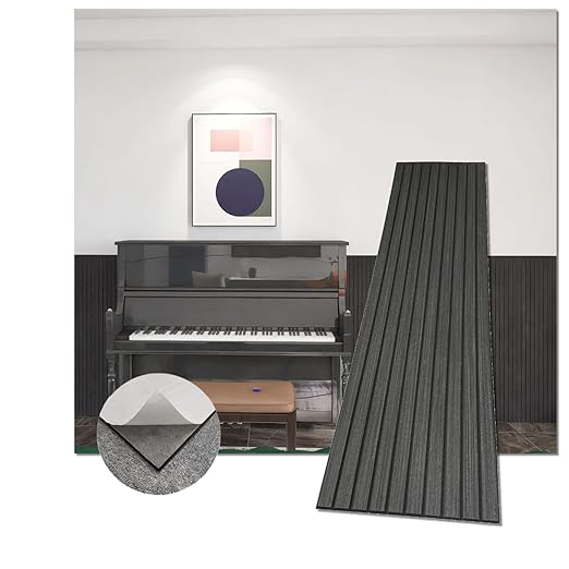 Modern Wood Slat Wall Panels, Peel and Stick, Decorative Wall Covering, Natural Wood Finish (Ebony)