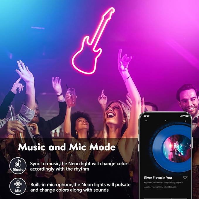 20Ft Neon Rope Lights,Flexible Led Rope Lights Control with App/Remote,Multiple Modes Rope Lights,IP67 Outdoor Waterproof,Music Sync Light Strip for Bedroom