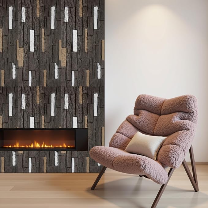 OUZUGIE 4 PCS Faux Stone Wall Panel 47.2’’ x 23.6’’ Interior Exterior Wall Decor 3D PU Panel with Brick Stone Design Iron Gray