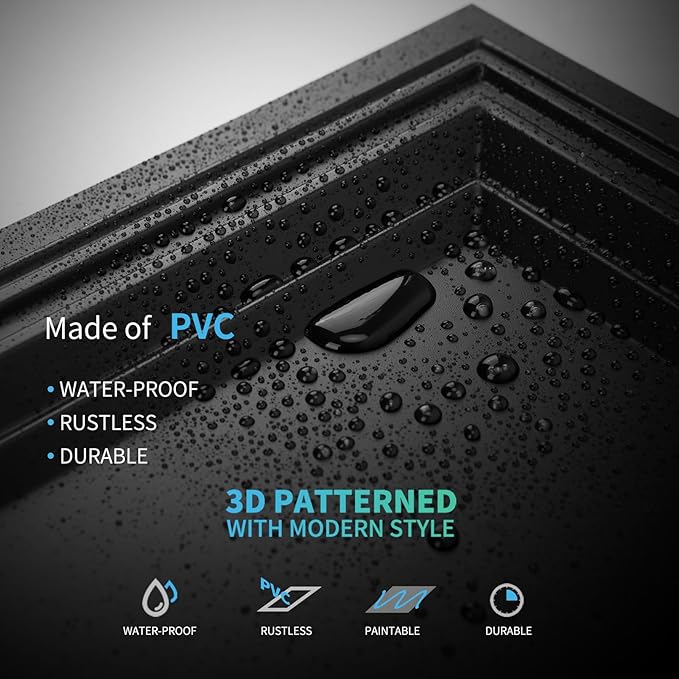 Art3d 24-Pack Drop Relief Ceiling Tiles for Home, Office & Commercial Space, 24 x 24in PVC Waterproof 3D Wall Panels Cover 96 Sq. Ft, Black