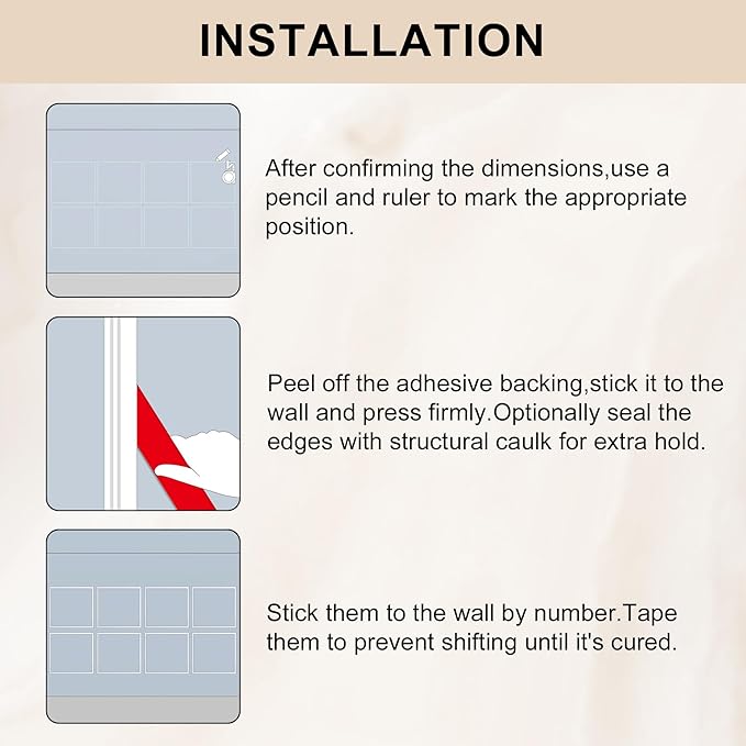8 Set of 20" x 20" Pre-Cut Accent Wall Molding Trim Kit, Peel and Stick Premade Wainscoting Panels for Interior Decoration, Ready to Assemble Chair Rail Moulding