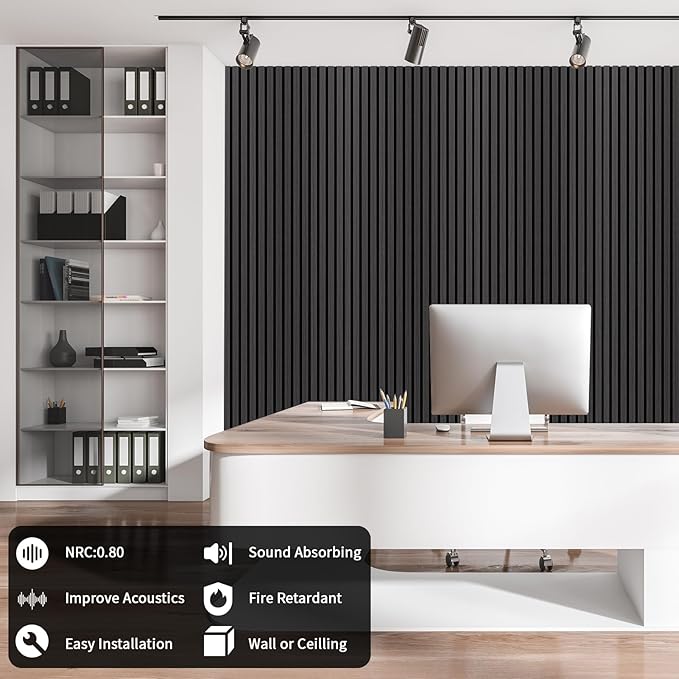 Art3dwallpanels Wood Slat Wall Panel, 108'' x 13'' Wood Panels for Wall 2 Pack 3D Soundproof Wall Panels, Large Acoustic Panels for Interior Ceiling and Wall Decor Noise Reduction,Smoky Wood