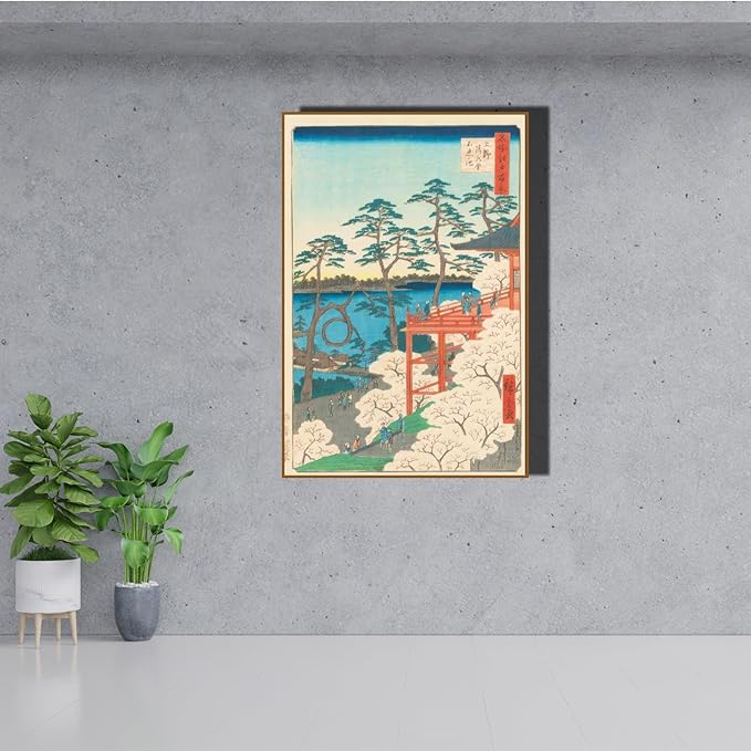 OKRA Japanese Ukiyo- Utagawa Hiroshige Canvas Wall Art - New Lakeside Painting Japanese Art Painting - Famous Art Decoration Poster - Home Decor for Bedroom Living Room - Unframed