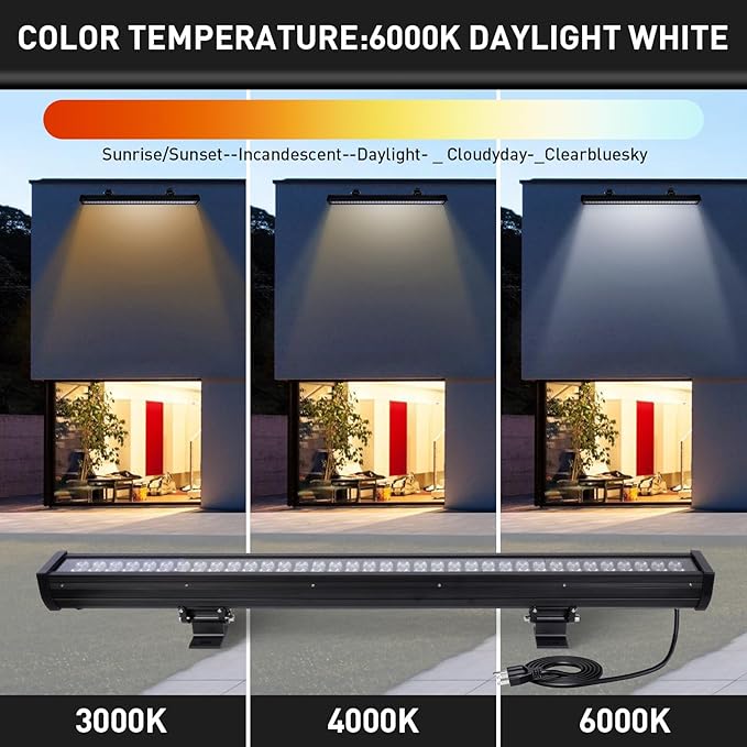 72W 7920LM Super Bright LED Wall Washer Light Bars, 6000K Daylight White IP67 Waterproof & Heavy Duty Outdoor Linear Lights for Landscape Church Yard Building Lighting(40 Inch)