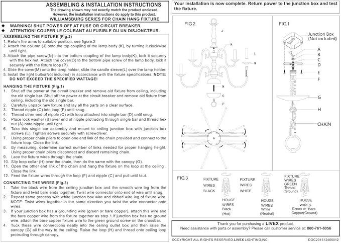 Livex Lighting 5012-91 Williamsburgh Chandelier with No Shades, Brushed Nickel