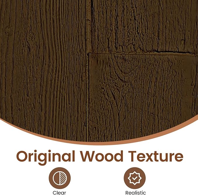 KASARO PU Faux Wood Wall Panels, 4 Pieces 3D Wainscoting Panel Accent for Interior Or Exterior Decor, 45.7 × 11.8 inch, Rustic Wood Brown