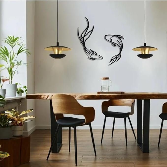 Koi Fish Metal Wall Art, Feng Shui Koi Fish Art, Fish Metal Sculpture, Yin Yang, Feng Shui Koi Fish Fish Metal Wall Art (39"(99 cm) / 34"(86.5 cm))