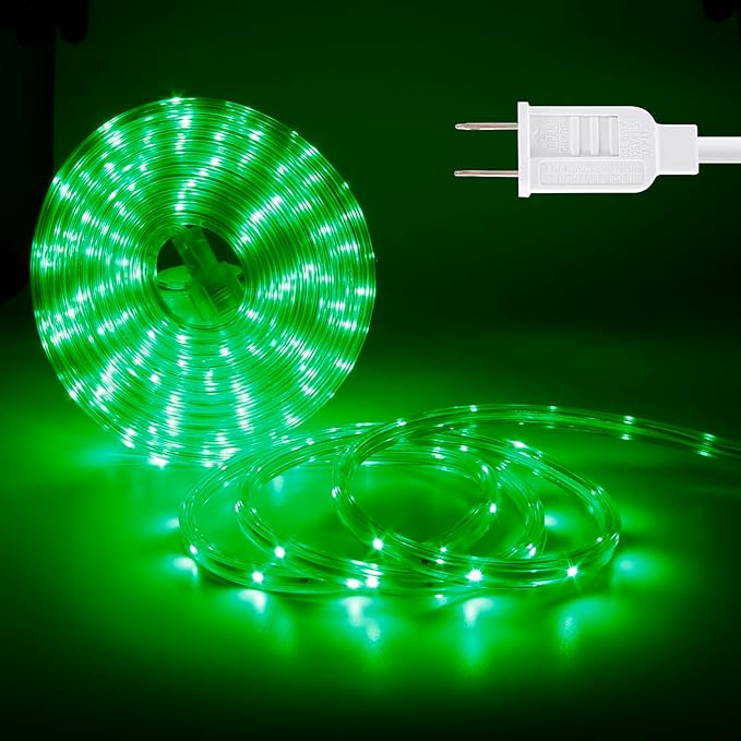 LED Rope Lights, 16.4 Feet Green Flat Flexible Strip Light, Plug in Novelty Lighting, Connectable and Waterproof for Home Christmas Holiday Garden Patio Party Decoration