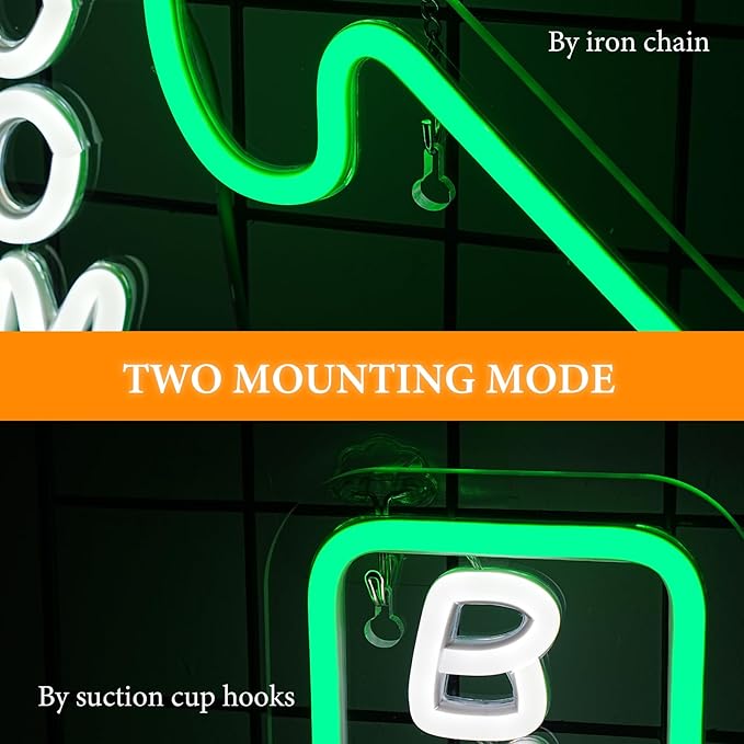 Looklight Bathroom Arrow Neon Signs for Wall Decor Green White LED Word Light Sign Right-Pointing Arrow Neon Light USB Light Up Letters Sign for Bathroom Bar Home Toilet Park Party Decor