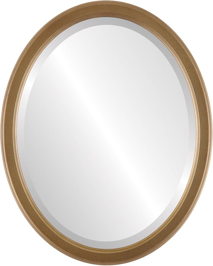 OVALCREST Oval Beveled Wall Mirror for Home Decor - Toronto Style - Desert Gold - 22" x 18"