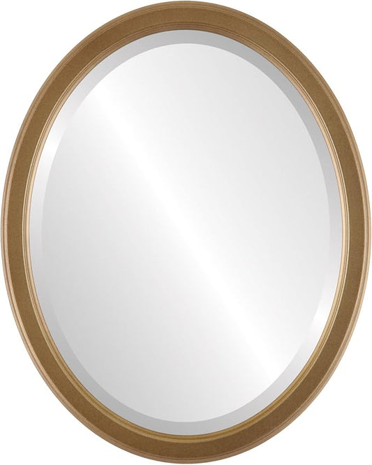 OVALCREST Oval Beveled Wall Mirror for Home Decor - Toronto Style - Desert Gold - 26" x 22"