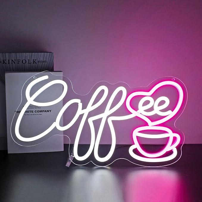 Coffee Neon Sign, Neon Signs for Wall Decor Neon LED Signs Room Neon Light Up Signs Home Decor for Business Cafe Restaurant Club Party Bar Shop USB Operated