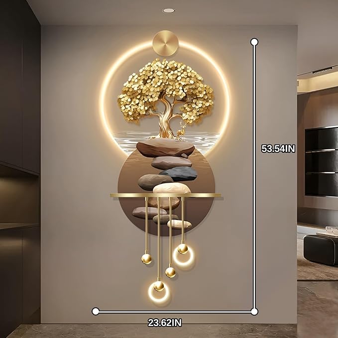 Bonsai 3D LED Wall Art Light Wall Sculpture Painting Decoration Art Modern Walls Hanging Painting for Living Room Entrance Corridor Decorative Walls Mounted Lamp(Stylle H)