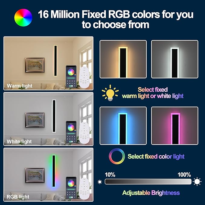 MELUCEE 2 Pack 32 Inch Long Outdoor RGB Wall Light, Waterproof IP65 LED Wall Mount Lighting Fixture Outside Wall Sconce for House Garage Porch Courtyard, Remote Control Included