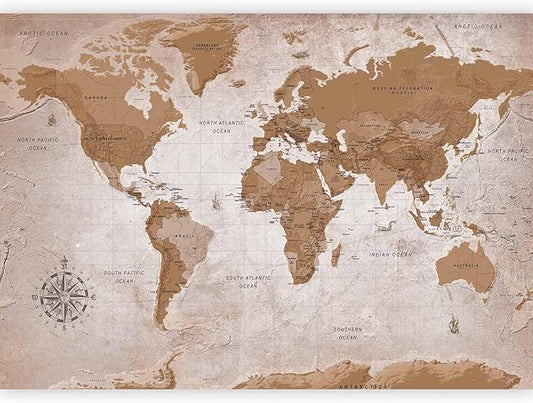 artgeist Wall Mural World Map 98x69 in - XXL Non-Woven Wallpaper Fleece Wall Decor Photo Print Picture Image Design Home Map of The World k-A-0108-a-a