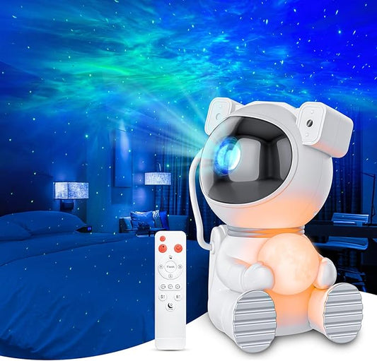 Astronaut Galaxy Projector, Star Projector with Timer and Remote, Night Light with Moon Lamp, LED Nebula Lamp for Kids Adults, Room Decor Gift (White)