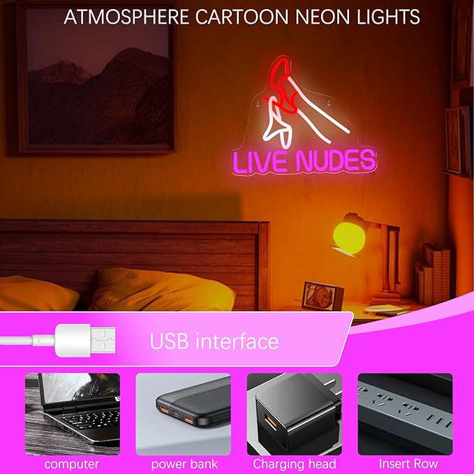 Live Nudes Neon Sign for Wall Decor, Sexy Lady Leg LED Neon Lights for Man Cave, Bar, Club, Bedroom, Game Room, Garage, Bachelorette Party Decor