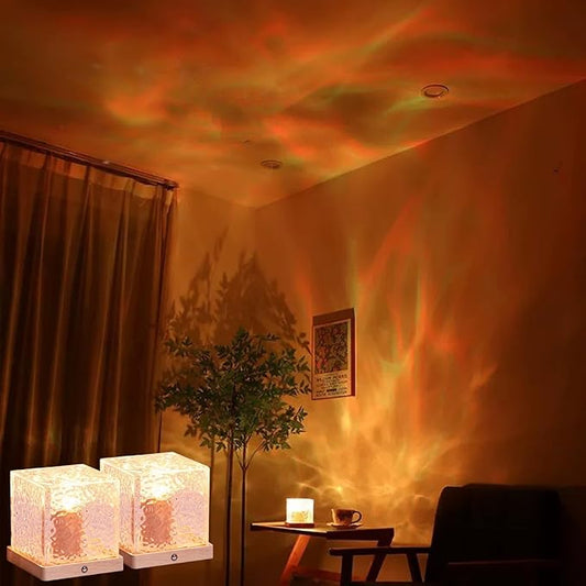 2Pack Aurora Ocean Wave Lights Projector(Touch & Remote), Cordless Rechargeable 16 Colors 4 Modes Northern Lights Dimmable Ambient Mood Lighting,Color Changing Night Light for Bedroom Shower (Large)