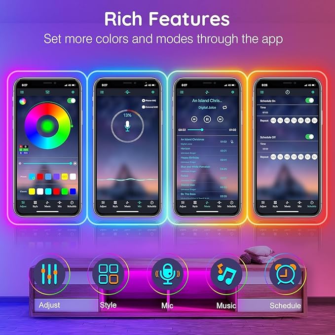 32.8Ft Neon Rope Lights,Flexible Led Rope Lights Control with App/Remote,Multiple Modes Rope Lights,IP65 Outdoor RGB Led Neon Lights Waterproof,Music Sync Gaming Led Light Strip (16.4FT)