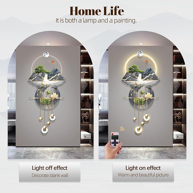 LED Light Decor Wall Art, 3D Art Wall Decor with Light, Decors Walls Sculptures Large 3D Art, Decors Walls Sculptures Lighting Modern, Plug-in Power Supply, Blue A, 23x53in