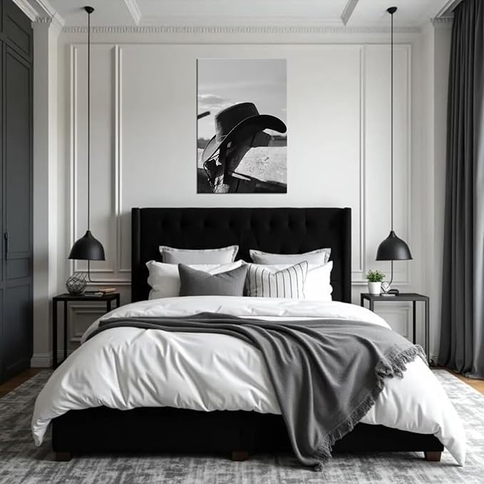 Cowboy Hats Pictures Wall Art for Bedroom Living Room Office Home Decortion Prints Framed(18L" x 24W")