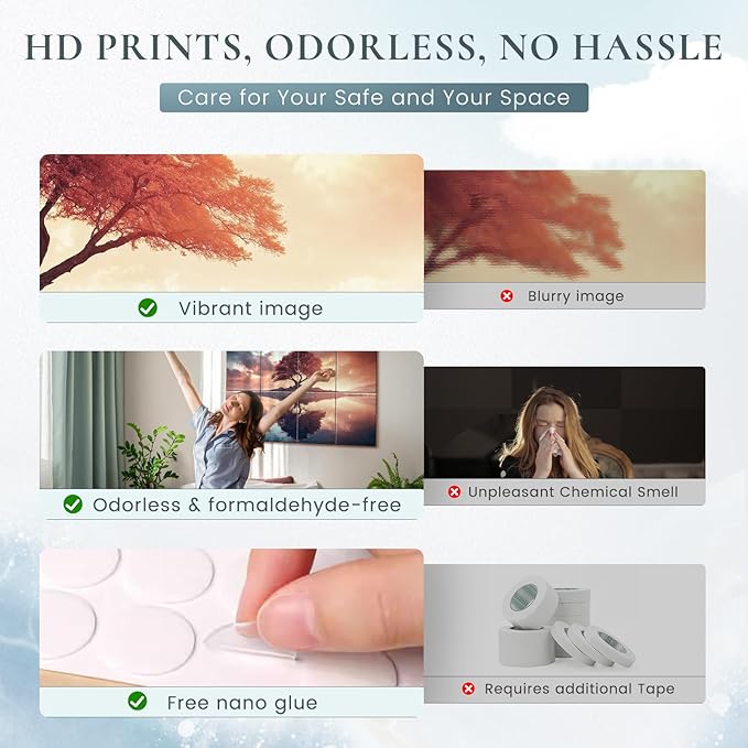 8 Pack Decorative Sound Absorbing Panels, Sound Absorbing Wall Art, 48X32 Inches Acoustic Wall Art for Decoration, Art Acoustic Panels, Acoustic Treatment, Adhesive Included, Red Maple