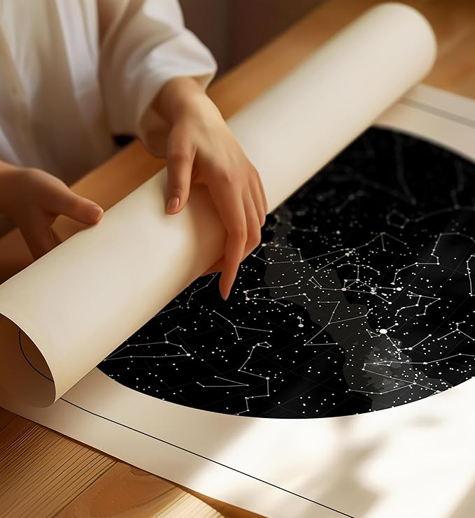 CELESTORY Custom Star Map Framed Night Sky Print Constellation Map Star Chart Gift Wall Art Poster Personalized Star Map for Specific Date Unique Gifts for Him Meaningful Gifts for Her - Star White