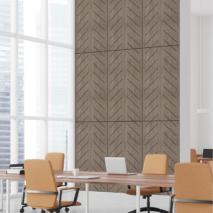 Olanglab Wood Veneer Wall Panels 6 Pack, 24‘’X48‘’ Sound Absorbing Panels for Noise Reduction, Chevron