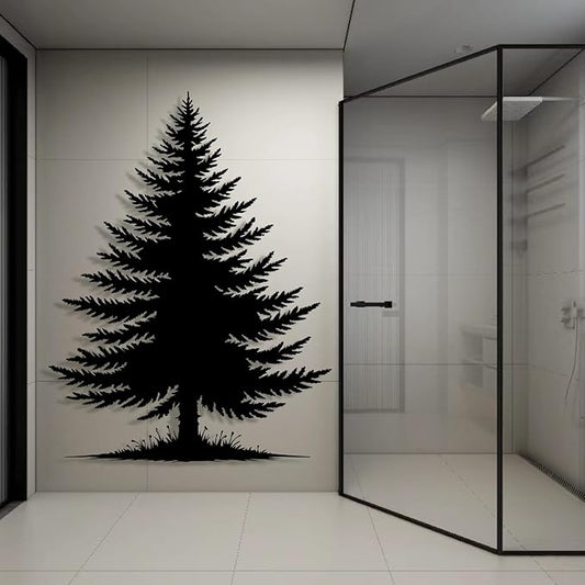 lunwall Metal Pine Tree Wall Art, Metal Forest Wall Art, Pine Branch Wall Decor, Christmas Tree Wall Decor, Forest Wall Hanging, Nature Lover Gift (Style 4, 41" H x 31" W / 105 x 79 cm)