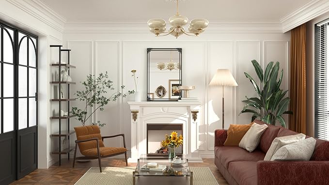 Keonjin Black Vintage Mirror 24 x 36 Inch, Antique Mirrors Rectangle, Traditional Mantel Decoration, Baroque Style Wall Decor for Hallway, Fireplace, Entryway, Living Room, Anti-Rust, Waterproof