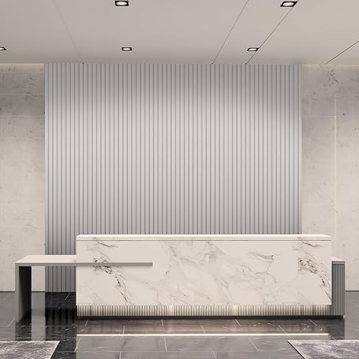 Art3d 8-Pack 96 x 6in. WPC Acoustic Slat Wall Panel for Modern Interior Decor, TV Background, Living Room, Matte White