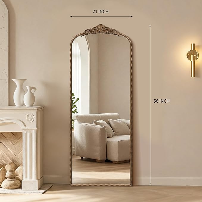Micasso Gold Full Length Mirror: 56''x21'' Baroque Antique Floor Mirror - Traditional Ornate Vintage Long Mirrors for Wall/Dressing Room/Bedroom/Entryway/Hallway - Home Decor for Living Room