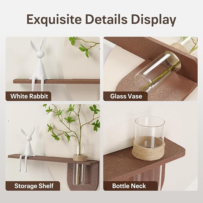 3D Textured Neutral Abstract Wall Art with Vase, Modern Minimalist Round Paintings Artwork for Walls, Boho Cream Geometric Wall Decor for Living Room, Hallway, Dining Room, Bedroom, Office, 24x31 Inch