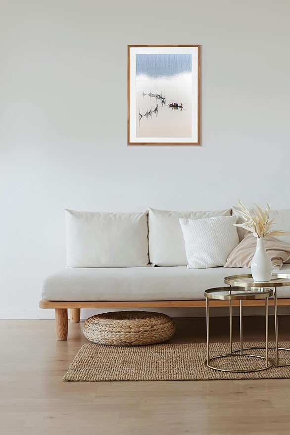 Oriental Beauty: Stunning Feng Shui Landscape Wall Art Vertical Prints for Home Decor in 3 Sizes (Tranquil Fishing: Reflections on a Serene Waterway, 20" x 30", Oriental Beauty)