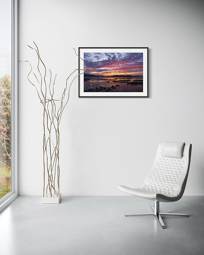 Oriental Beauty: Stunning Feng Shui Landscape Wall Art Prints for Home Decor in 3 Sizes (Serene Sunset Over a Coastal Fishing Village, 24" x 36")